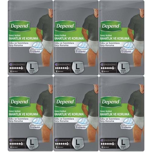 Depend Emici Külot Pants Yetişkin Bezi L - Büyük - Large Erkek 48 Adet (6PK*8)