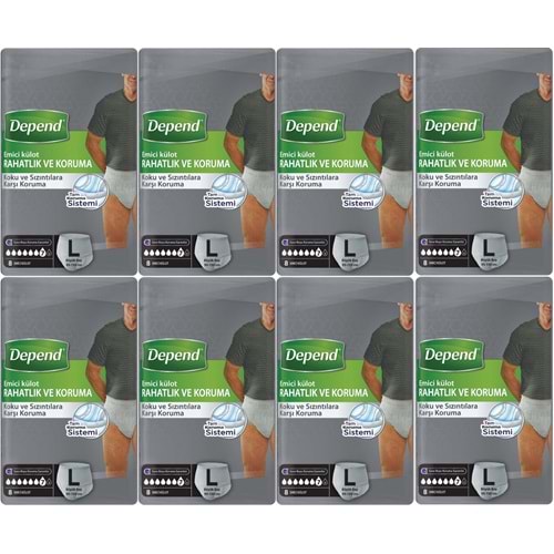 Depend Emici Külot Pants Yetişkin Bezi L - Büyük - Large Erkek 64 Adet (8PK*8)