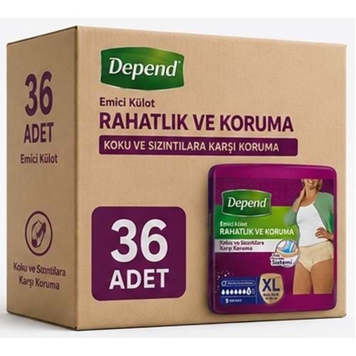 Depend Emici Külot Yetişkin Bezi XL - Extra Large Kadın 36 Adet (4PK*9)