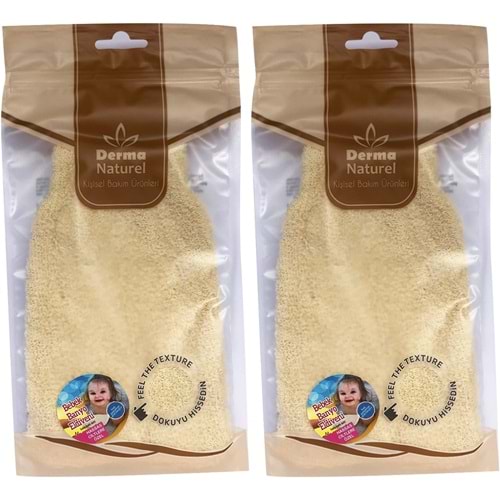 Derma Naturel Bebek Banyo Eldiveni Hassas Ciltlere Özel (15*24CM) MS-01 (2 Li Set)