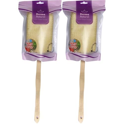 Derma Naturel Palmiye Örme Sopalı Banyo Sırt Lifi (8*24CM) MS-09 (2 Li Set)