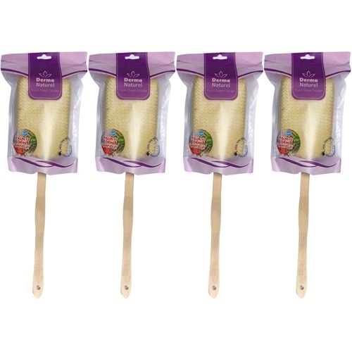 Derma Naturel Palmiye Örme Sopalı Banyo Sırt Lifi (8*24CM) MS-09 (4 Lü Set)