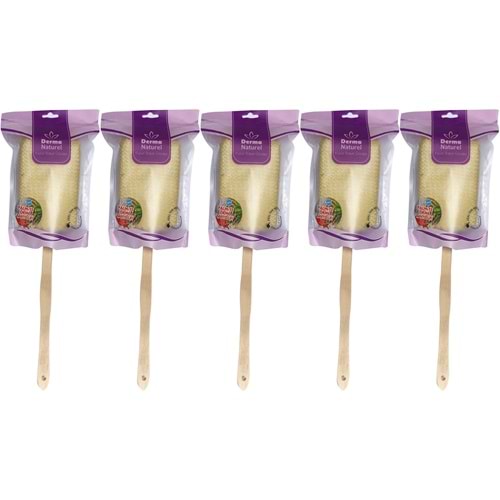 Derma Naturel Palmiye Örme Sopalı Banyo Sırt Lifi (8*24CM) MS-09 (5 Li Set)