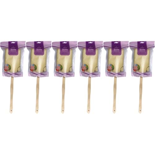 Derma Naturel Palmiye Örme Sopalı Banyo Sırt Lifi (8*24CM) MS-09 (6 Lı Set)