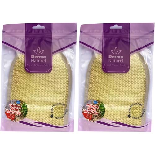 Derma Naturel Palmiye Lifi Örme Banyo Eldiveni (15*24CM) MS-04 (2 Li Set)