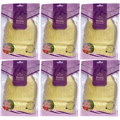Derma Naturel Palmiye Lifi Örme Banyo Eldiveni (15*24CM) MS-04 (6 Lı Set)