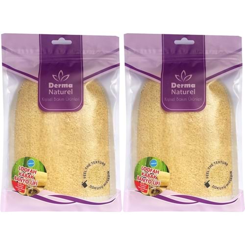 Derma Naturel Loofah Kabak Havlu Banyo Eldiveni (15*24CM) MS-11 (2 Li Set)