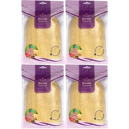 Derma Naturel Loofah Kabak Havlu Banyo Eldiveni (15*24CM) MS-11 (4 Lü Set)