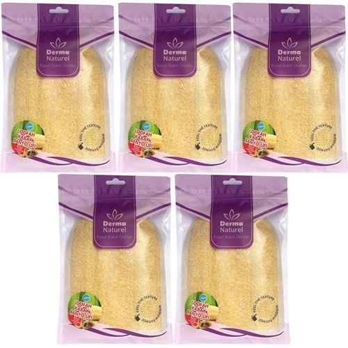 Derma Naturel Loofah Kabak Havlu Banyo Eldiveni (15*24CM) MS-11 (5 Li Set)