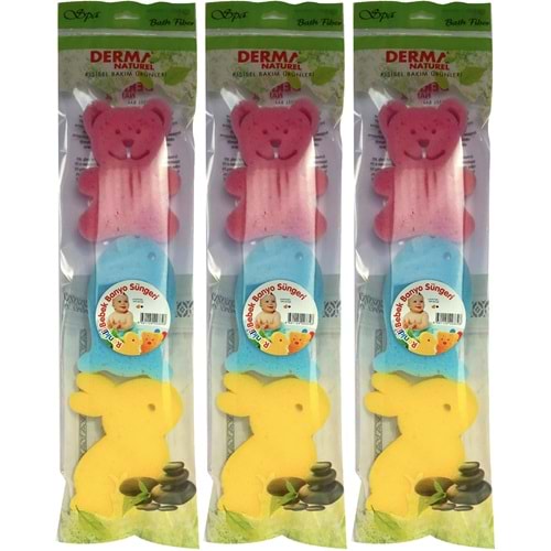 Derma Naturel 3 Lü Renkli Bebek Banyo Süngeri (3 Lü Set)
