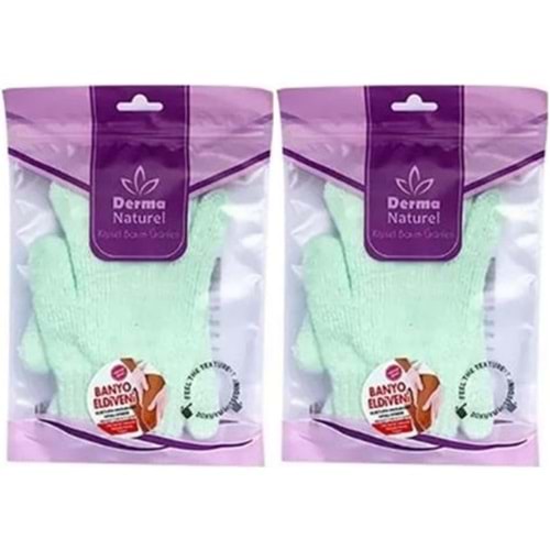 Derma Naturel Parmaklı Banyo Eldiveni MS-23 (2 Li Set)