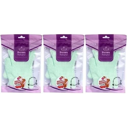 Derma Naturel Parmaklı Banyo Eldiveni MS-23 (3 Lü Set)
