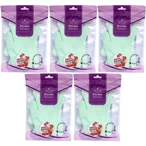 Derma Naturel Parmaklı Banyo Eldiveni MS-23 (5 Li Set)