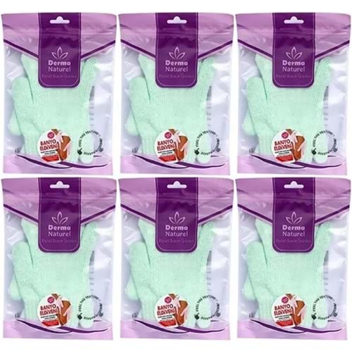 Derma Naturel Parmaklı Banyo Eldiveni MS-23 (6 Lı Set)