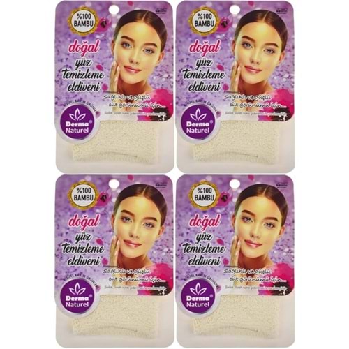 Derma Naturel Bambu Yüz Temizleme Eldiveni MS-32 (4 Lü Set)