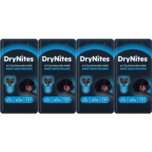 Drynites Emici Gece Külodu/Külot Bez Erkek 8-13Yaş 30-48KG Large 36 Adet 4PK*9 Alt Islatmalara Karşı