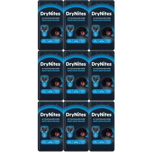 Drynites Emici Gece Külodu/Külot Bez Erkek 8-13 Yaş 30-48KG Large 81 Adet 9PK*9 AltIslatmalara Karşı