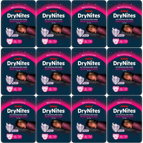 Drynites Emici Gece Külodu/Külot Bez Kız 13+ Yaş (48-60KG) X Large 240 Adet Mega Pk (12PK*20)