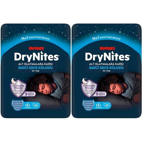 Drynites Emici Gece Külodu/Külot Bez Erkek 13+ Yaş (48-60KG) X Large 40 Adet Mega Pk (2PK*20)