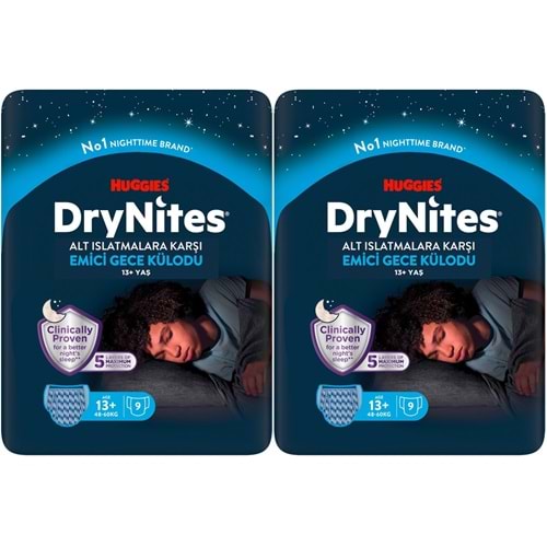 Drynites Emici Gece Külodu/Külot Bez Erkek 13+ Yaş (48-60KG) X Large 18 Adet (2PK*9)