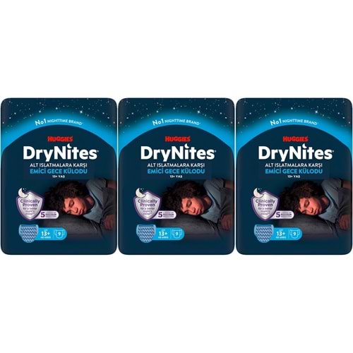 Drynites Emici Gece Külodu/Külot Bez Erkek 13+ Yaş (48-60KG) X Large 27 Adet (3PK*9)