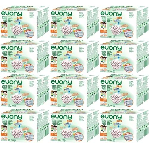Evony 3 Katlı Filtreli Burun Telli Cerrahi Maske (Kids Çoçuklar İçin) 600 Lü Set (Desenli)