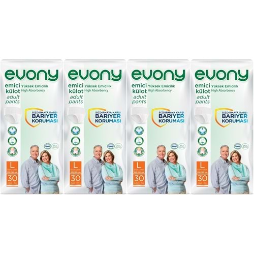 Evony Yetişkin Bezi Emici Külot L - Büyük - Large 120 Adet (4PK*30)