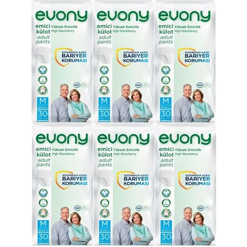 Evony Yetişkin Bezi Emici Külot M - Orta - Medium 180 Adet (6PK*30)