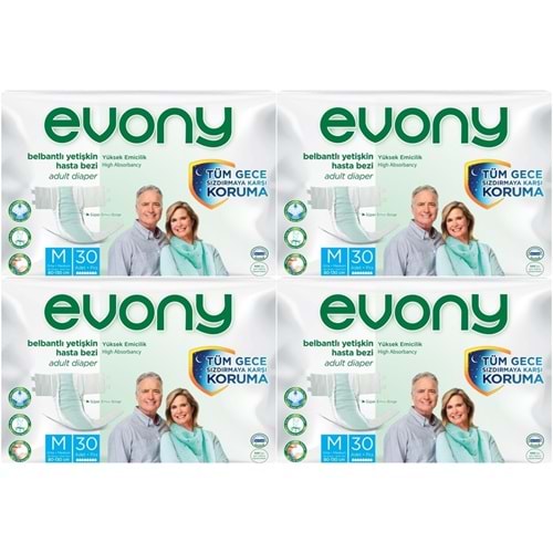 Evony Yetişkin Bezi Bel Bantlı Tekstil Yüzey M-Orta 120 Adet (4PK*30)