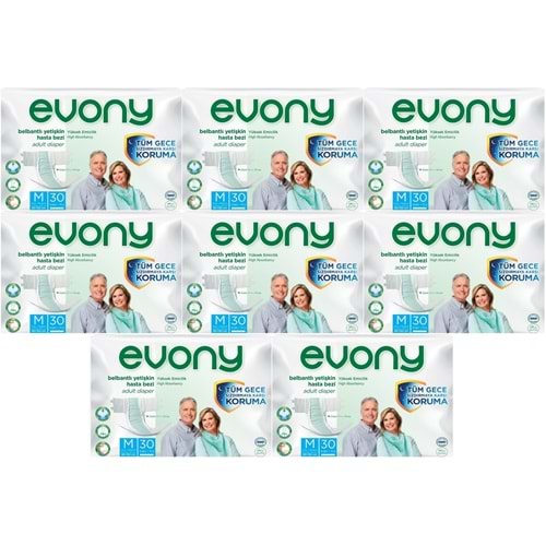 Evony Yetişkin Bezi Bel Bantlı Tekstil Yüzey M-Orta 240 Adet (8PK*30)