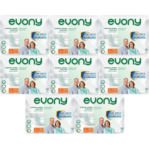 Evony Yetişkin Bezi Bel Bantlı Tekstil Yüzey L-Büyük 240 Adet (8PK*30)