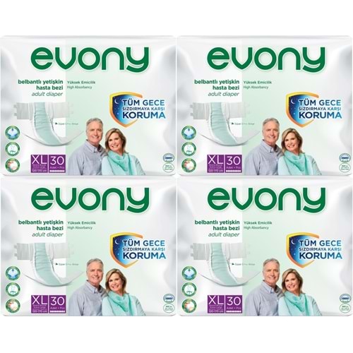 Evony Yetişkin Bezi Bel Bantlı Tekstil Yüzey Ekstra Büyük (XL) 120 Adet (4PK*30)