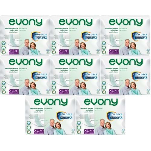Evony Yetişkin Bezi Bel Bantlı Tekstil Yüzey Ekstra Büyük (XL) 240 Adet (8PK*30)