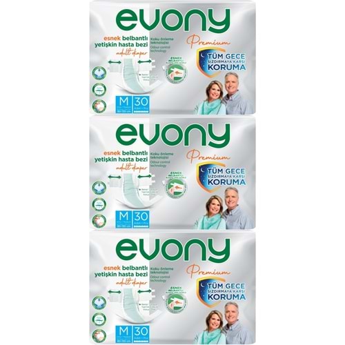 Evony Premium Yetişkin Bezi Bel Bantlı Tekstil Yüzey M - Orta - Medium 90 Adet