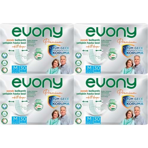 Evony Premium Yetişkin Bezi Bel Bantlı Tekstil Yüzey M - Orta - Medium 120 Adet