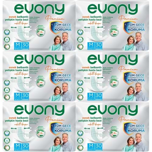 Evony Premium Yetişkin Bezi Bel Bantlı Tekstil Yüzey M - Orta - Medium 180 Adet