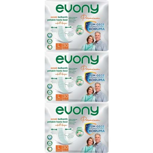 Evony Premium Yetişkin Bezi Bel Bantlı Tekstil Yüzey L - Büyük - Large 90 Adet