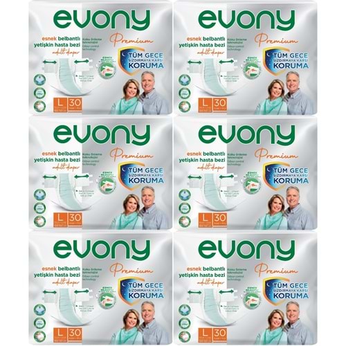 Evony Premium Yetişkin Bezi Bel Bantlı Tekstil Yüzey L - Büyük - Large 180 Adet