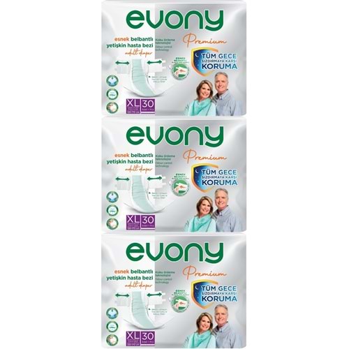 Evony Premium Yetişkin Bezi Bel Bantlı Tekstil Yüzey XL - Ekstra Büyük - Extra Large 90 Adet