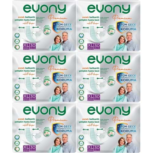 Evony Premium Yetişkin Bezi Bel Bantlı Tekstil Yüzey XL - Ekstra Büyük - Extra Large 180 Adet