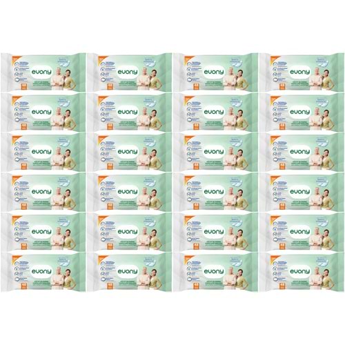 Evony Yetişkin Vücut Perine Temizleme Islak Mendil Havlu 48 Yaprak XL Banyo Ferahlığı (24 Lü Set)