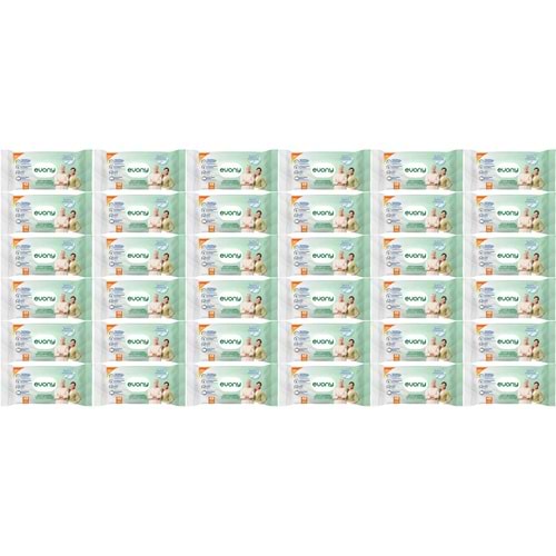 Evony Yetişkin Vücut Perine Temizleme Islak Mendil Havlu 48 Yaprak XL Banyo Ferahlığı (36 Lı Set)