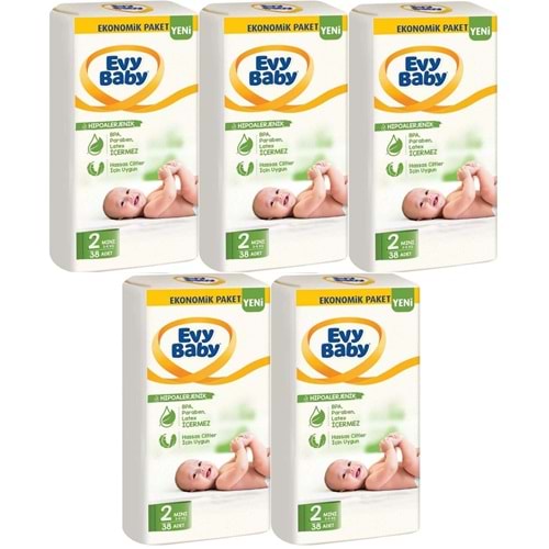 Evy Baby Bebek Bezi 2 Beden 3-6 KG Mini 190 Adet Mega Ekonomik Fırsat Pk