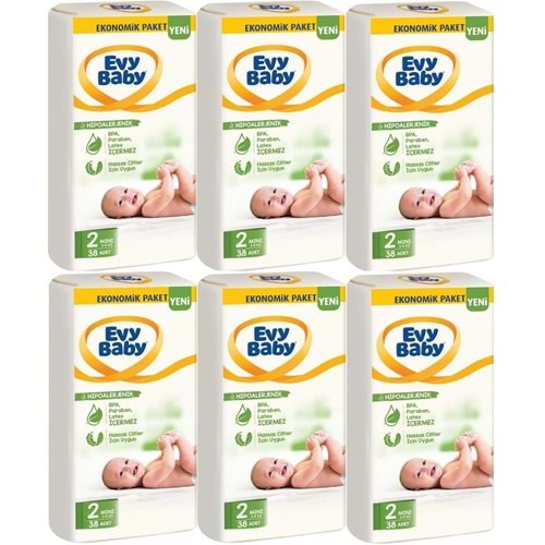 Evy Baby Bebek Bezi 2 Beden 3-6 KG Mini 228 Adet Süper Ekonomik Mega Pk