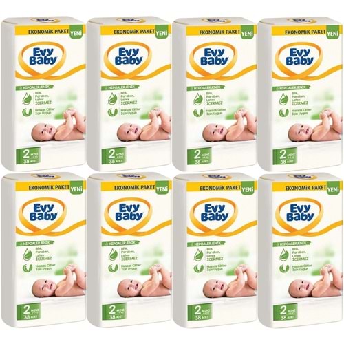 Evy Baby Bebek Bezi 2 Beden 3-6 KG Mini 304 Adet Ekstra Ekonomik Pk