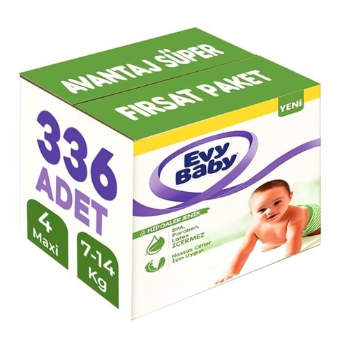 Evy Baby Bebek Bezi 4 Beden 7-14 KG Maxi 336 Adet Avantaj Süper Fırsat Pk