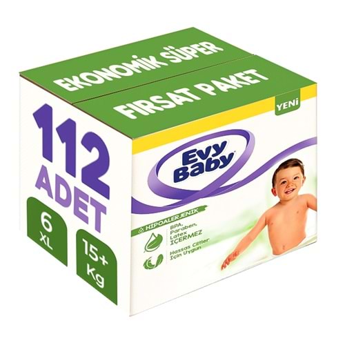 Evy Baby Bebek Bezi 6 Beden 15+ KG Ekstra large 112 Adet Ekonomik Süper Fırsat Pk