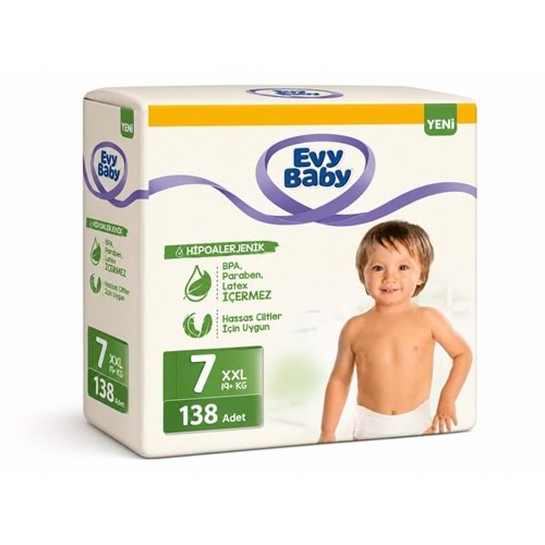 Evy Baby Bebek Bezi 7 Beden 19+ KG XXLarge 138 Adet Aylık Süper Fırsat Pk