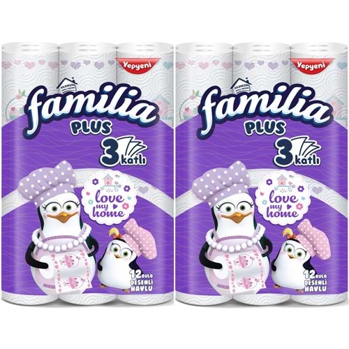 Familia Kağıt Havlu Plus Desenli 24 Lü Pk (3 Katlı) (2PK*12) Love My Home