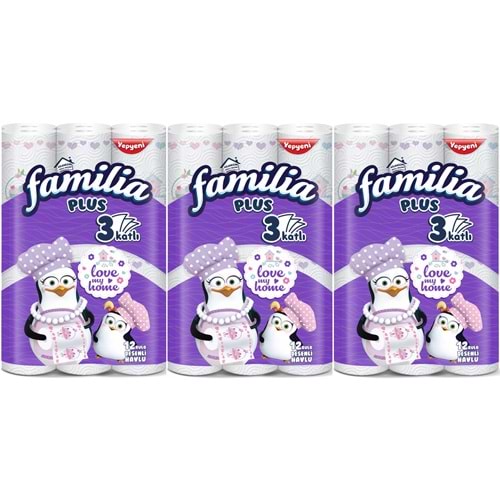 Familia Kağıt Havlu Plus Desenli 36 Lı Pk (3 Katlı) (3PK*12) Love My Home
